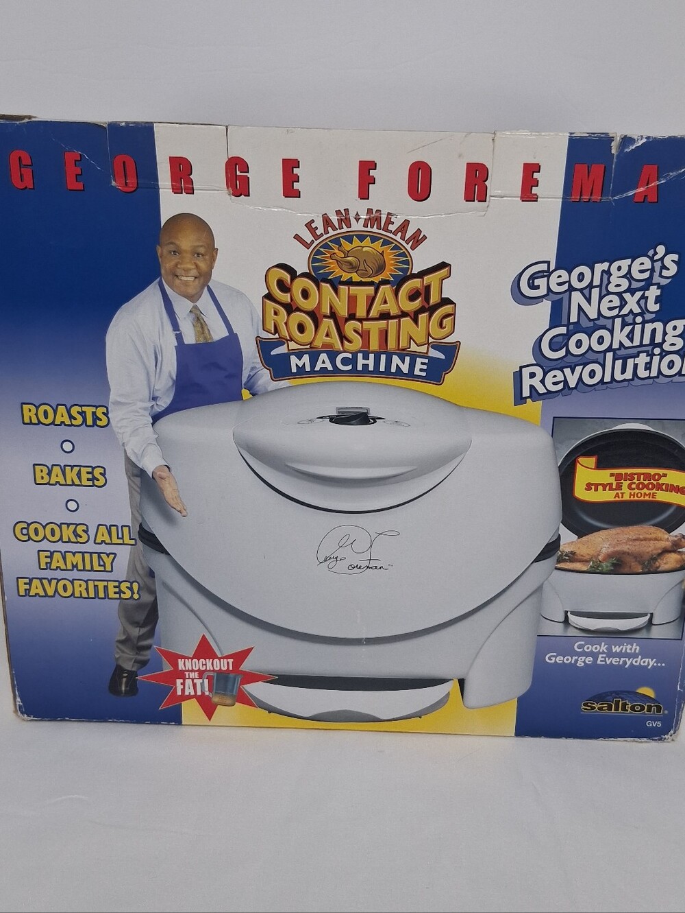 George Foreman Lean Mean Contact Roasting Machine Roaster Model GV5 New Open Box